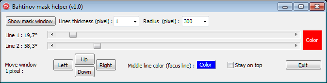 Interface du logiciel Bahtinov Helper